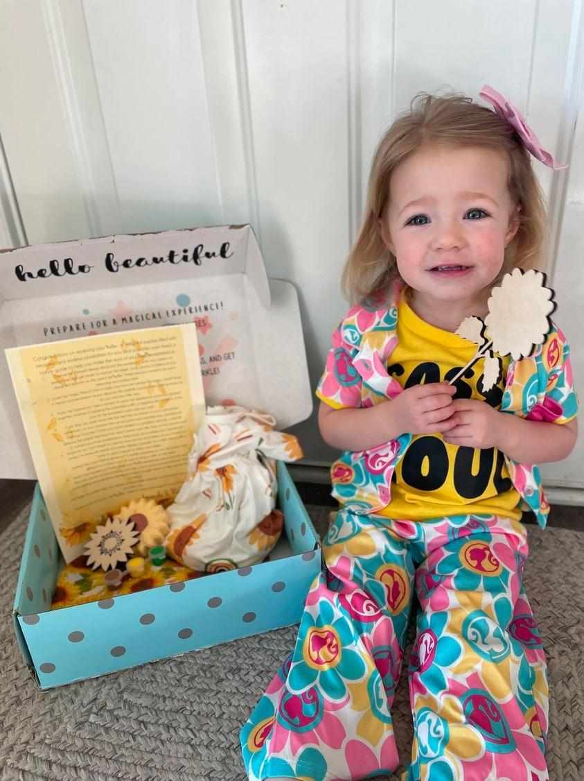 little girl in her new outfit delivered by her subscription box for girls