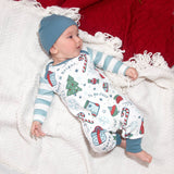 Mint Blue stripe sleeve Christmas romper