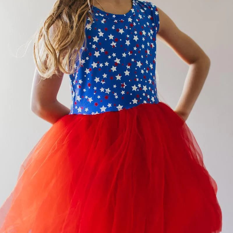 Tulle Dress, Red White and Blue dress for girls, summer dress